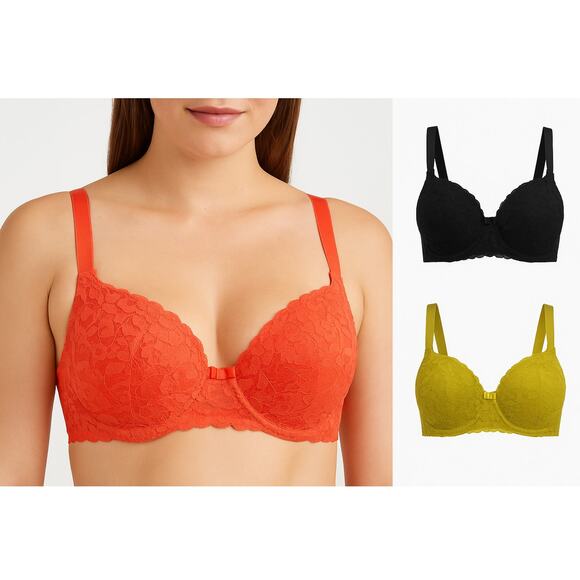 Curve Necessities Lace Underwire Bra Set – Size 38C (3-Pack) Great fall colors! - Picture 1 of 9